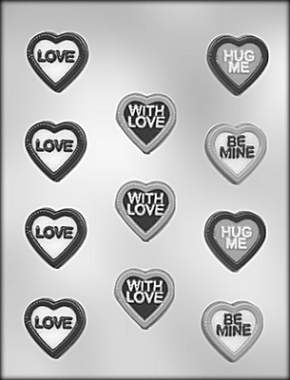 1-1/2in. Hearts w/Messages Plastic Mold - 