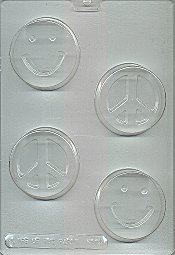 Smiley Face and Peace Soap, Plastic Mold - 