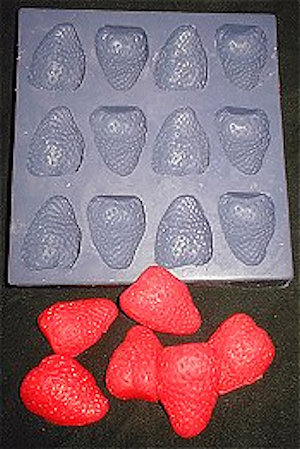 Med Strawberry HALVES Silicone Flexible Mold - 