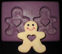 Gingerbread Boy w Heart Silicone Mold - 