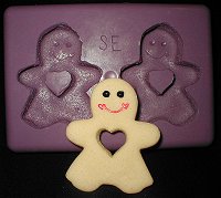 Gingerbread Girl w Heart Silicone Mold - 