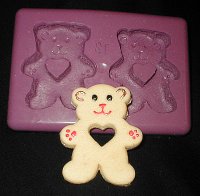 Gingerbread Bear w Heart Silicone Mold - 