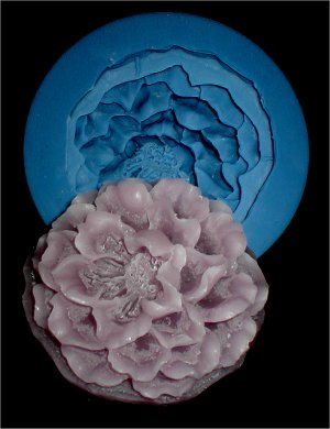 Peony, 3/4 view, Silicone Mold - 